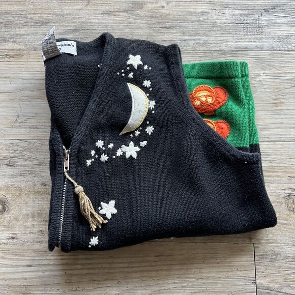 Halloween Sweater Vintage 90s Spooky Kitschy Festive Large Patch Black Orange - Picture 10 of 10